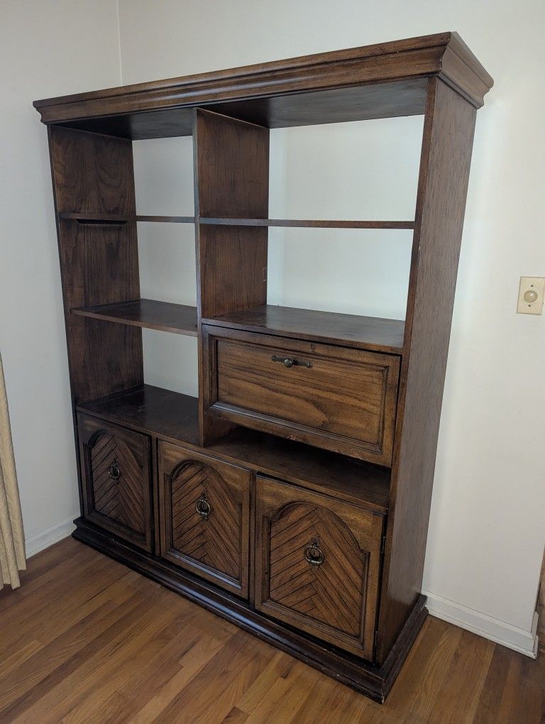 Large Wood Desk Cabinet BookcaseGood Condition