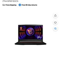 MSI THIN GF63 12UCX Gaming Laptop