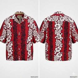 Red Hawaiian Aloha Shirt Floral Print