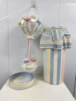 Vintage Baby Nursery Storage Box & Hanging Balloon Decoration Set