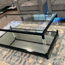 Glass Top And Bottom Metal Coffee Table 