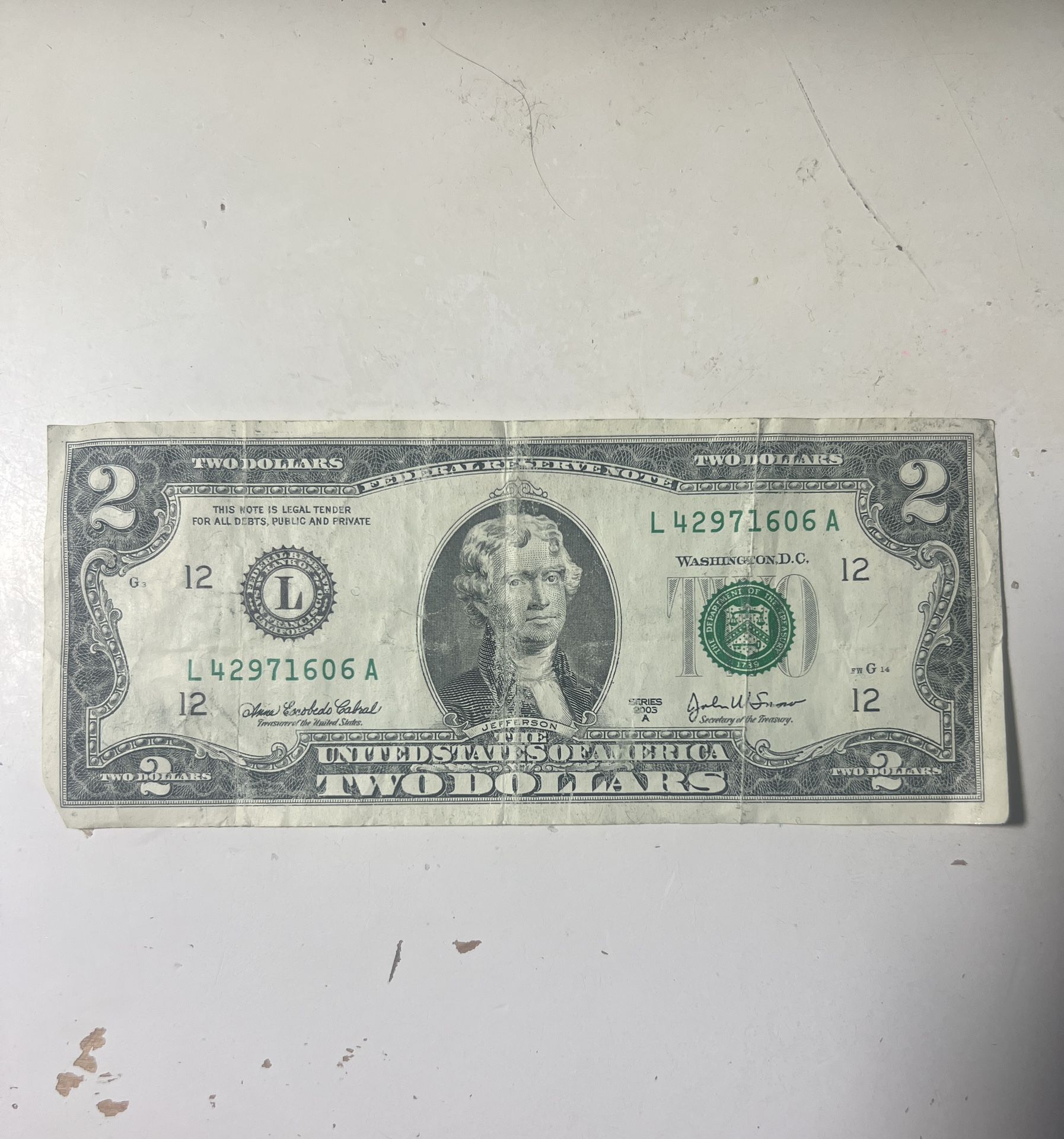 2003 - $2 Dollar Bill Rare Series A