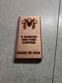 5 OZ COPPER BAR  Smoking guns design
