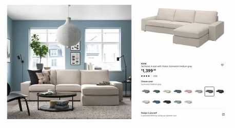IKEA KIVIK sectional sofa (Loveseat + Chaise) in Tresund Light Beige