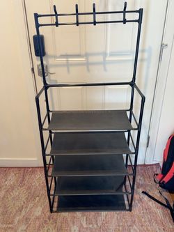 Black Entryway Shoe Rack + Coat Rack / Hall Tree