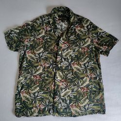 Banana Republic Tiger Button Up Regular Fit Mens Large (Bottom Button Missing)