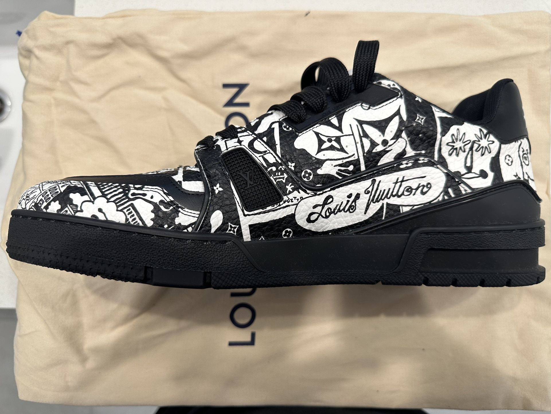 Louis Vuitton Monogram Trainer Sneakers 'Black/White' for Sale in Round  Rock, TX - OfferUp