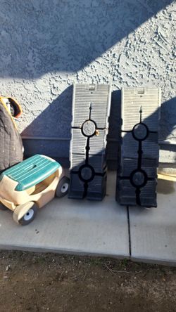 Two FloTool RhinoRamps & Step 2 Rolling Garden Hopper