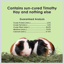 New Timothy Hay, High Fiber for Rabbits, Guinea Pigs, 12 Pounds