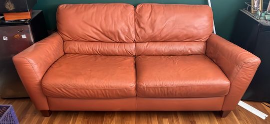Orange leather Couch