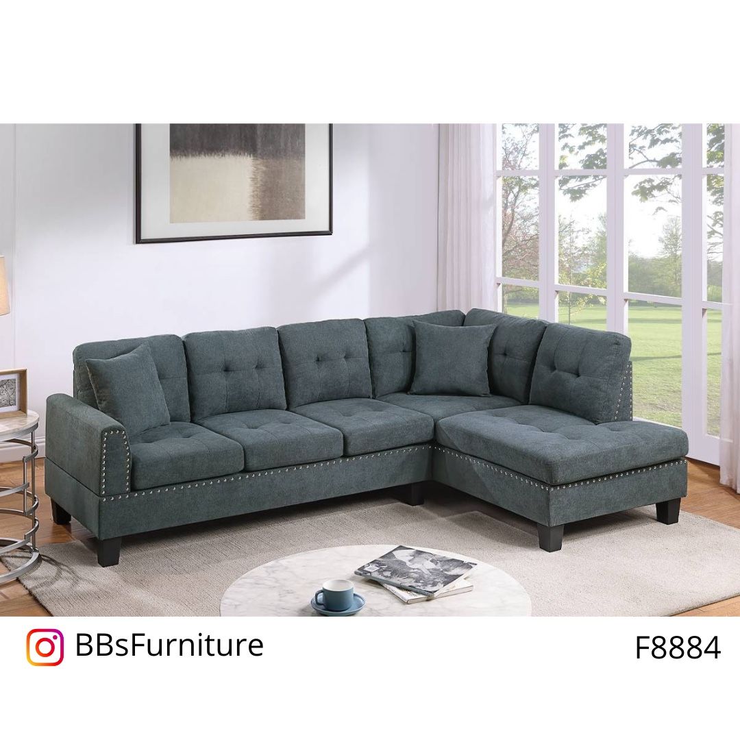 Gray Sectional Sofa With Ottoman (Free Delivery)