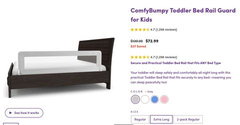 ComfyBumpy Extra Long Toddler Bed Rails - Baby Bed Rail Guard for Kids, Twin, Full, King and Queen Beds - Adjustable Bed Rail for Toddlers - Baby Bed 