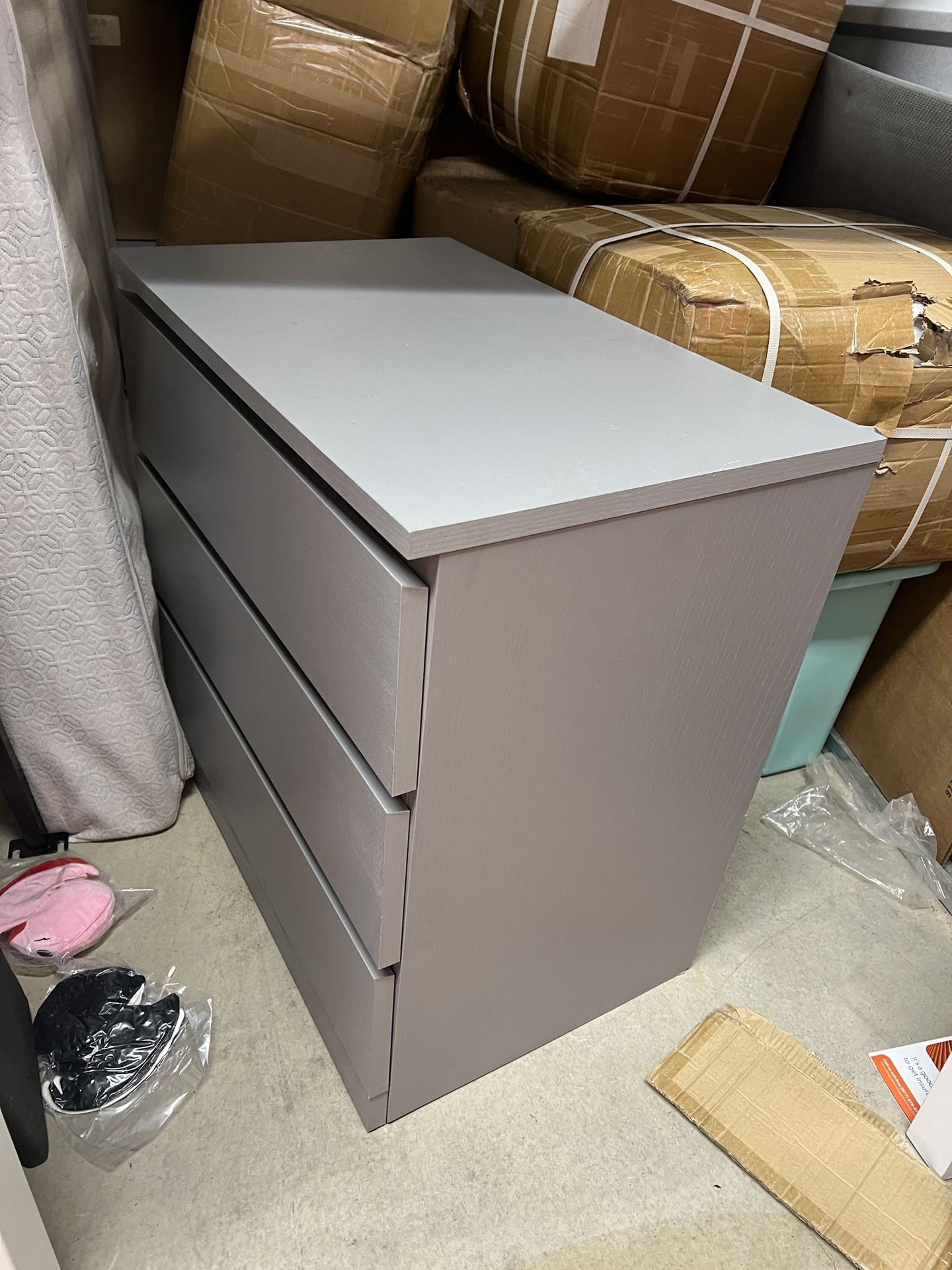 Modern Grey Wood Dresser (missing Cover Back Panel)