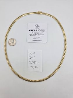10k gold 24" 6mm miami cuban link chain