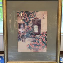 Beautiful Signed Ray Burdzinski Watercolor With Wooden Frame 