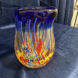 Vintage Murano Thick Art Glass, Tropical Fish Vase.