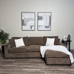 SAME DAY DELIVERY — Crate & Barrel Brown Sectional Couch