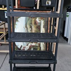 New Black 5 tiered plastic shelves great shelving for garage or laundry room 36 in. x 18 in. x 72 in