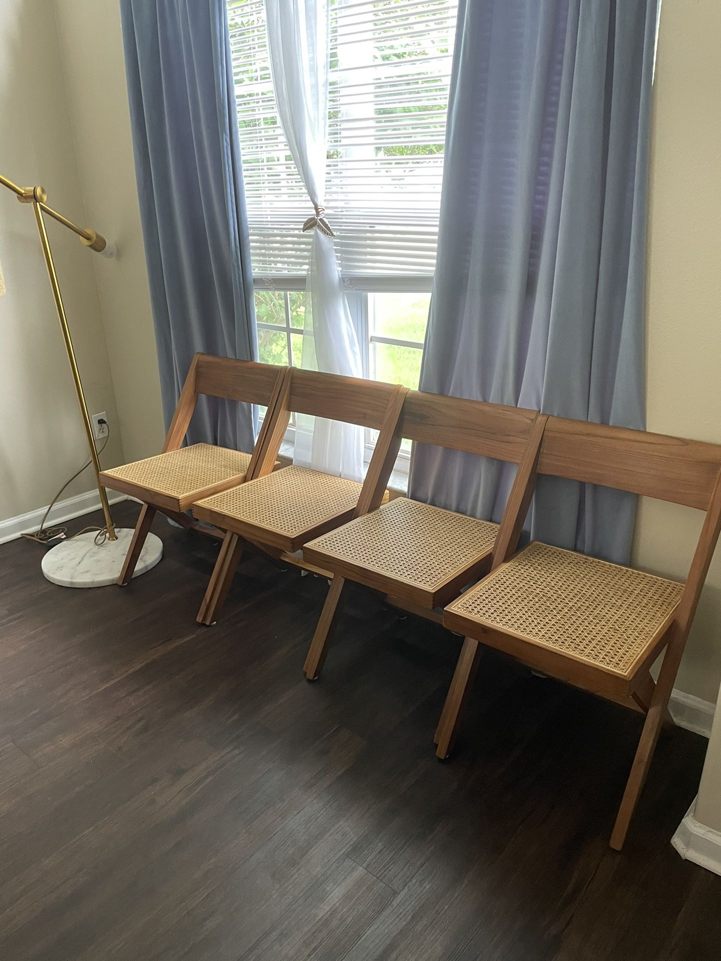 4 Authentic Wooden Cain Chairs