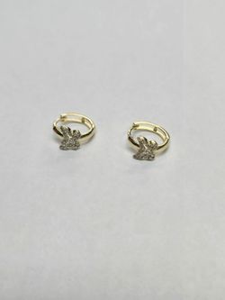 14k Gold butterfly design baby hoop earrings.