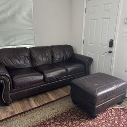 3 Seater Leather Couch /ottoman