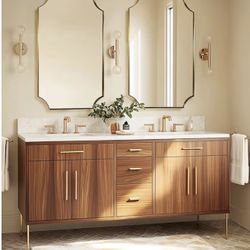 2 Andy Star Vanity Mirrors, Brushed Gold