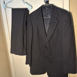 Vintage Hart Schaffner & Marx Mens 2 Piece Suit 42L 34Wx30L Solid Charcoal Gray