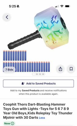 Thor Hammer Dart Blaster Toy with Lights