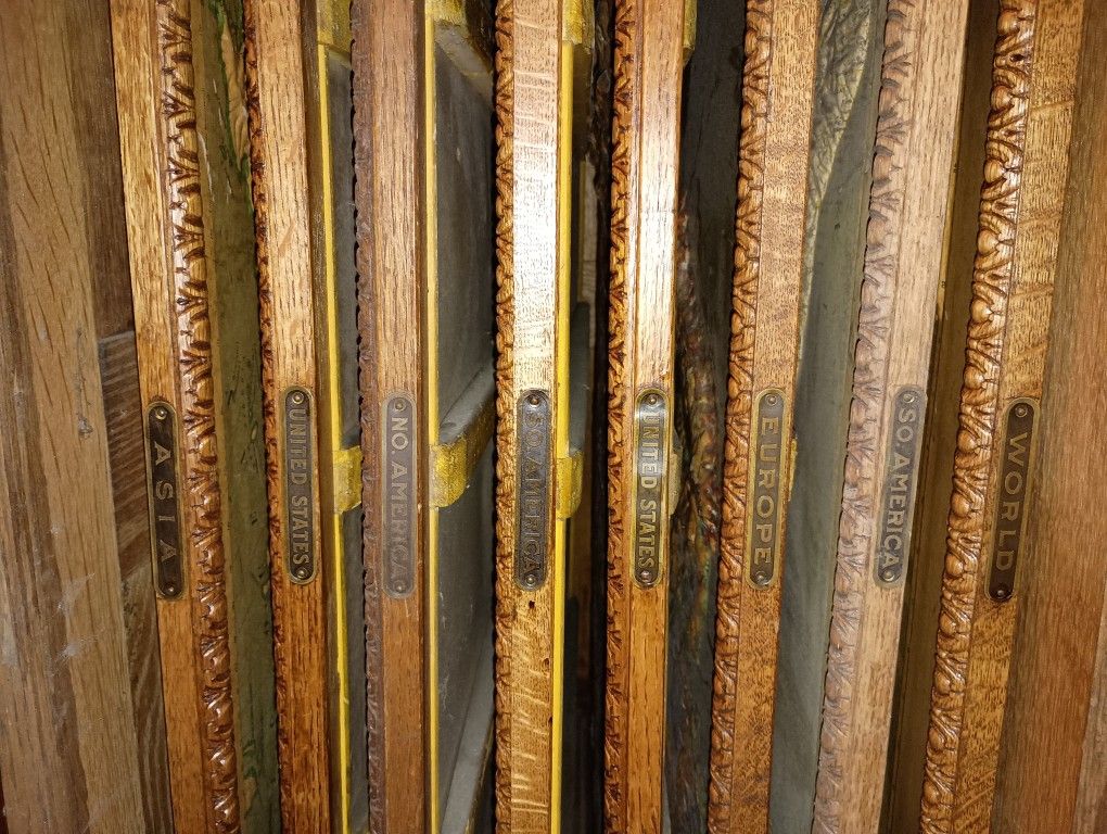  9 Antique School Relief Maps  With Storage Cabinet