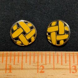vintage jewelry earrings, yellow with golden border color
