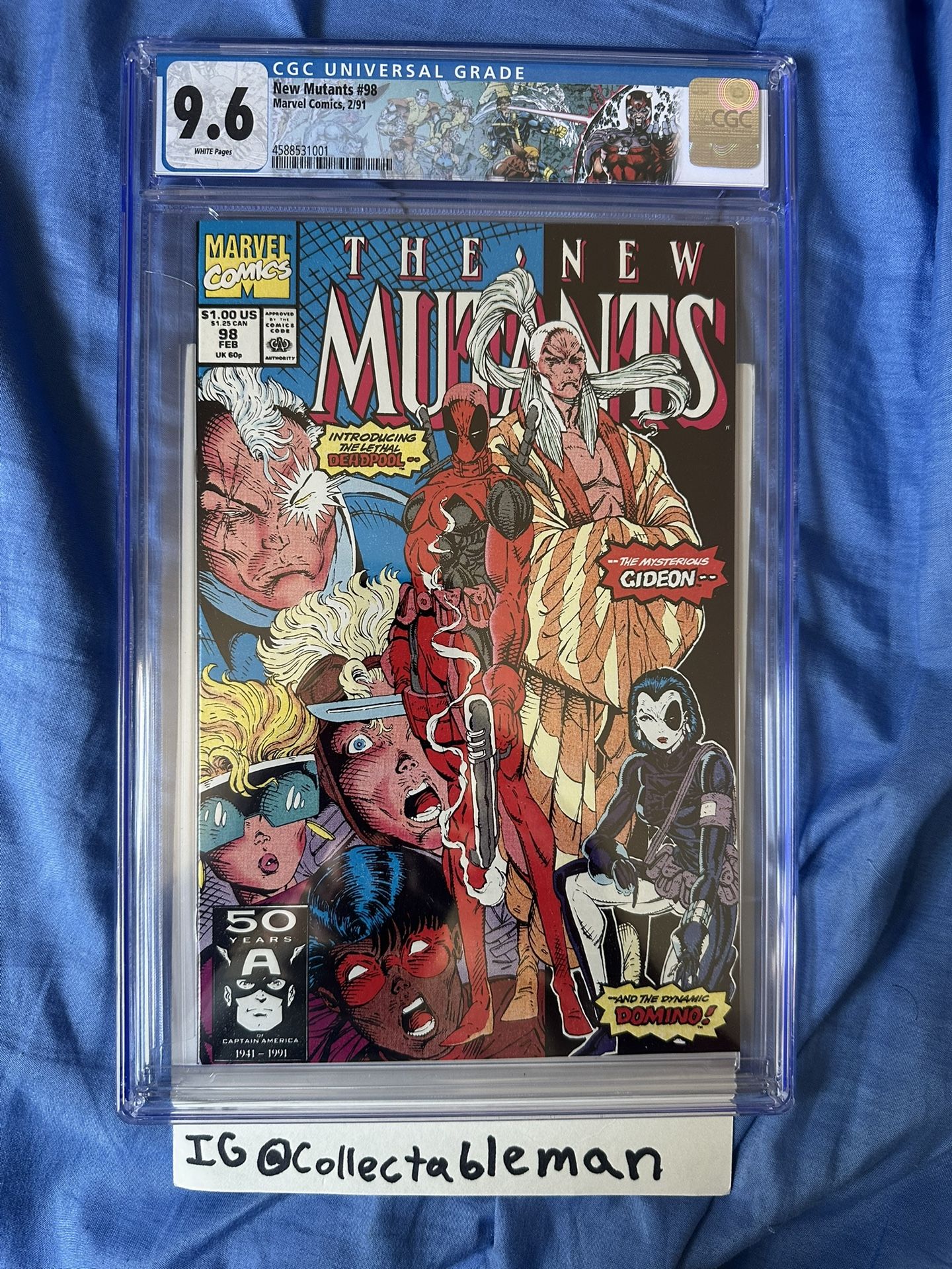 New Mutants #98 CGC 9.6- (Marvel 1991) - 1st Deadpool - Liefeld - custom label