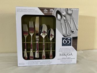 NEW MIKASA 65 Piece 18/10 Stainless Steel Flatware Set For 12 🌸 Sealed