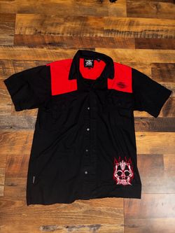 vintage-style, short-sleeve biker or rockabilly work shirt