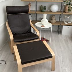 Ikea POANG Chair and Ottoman 