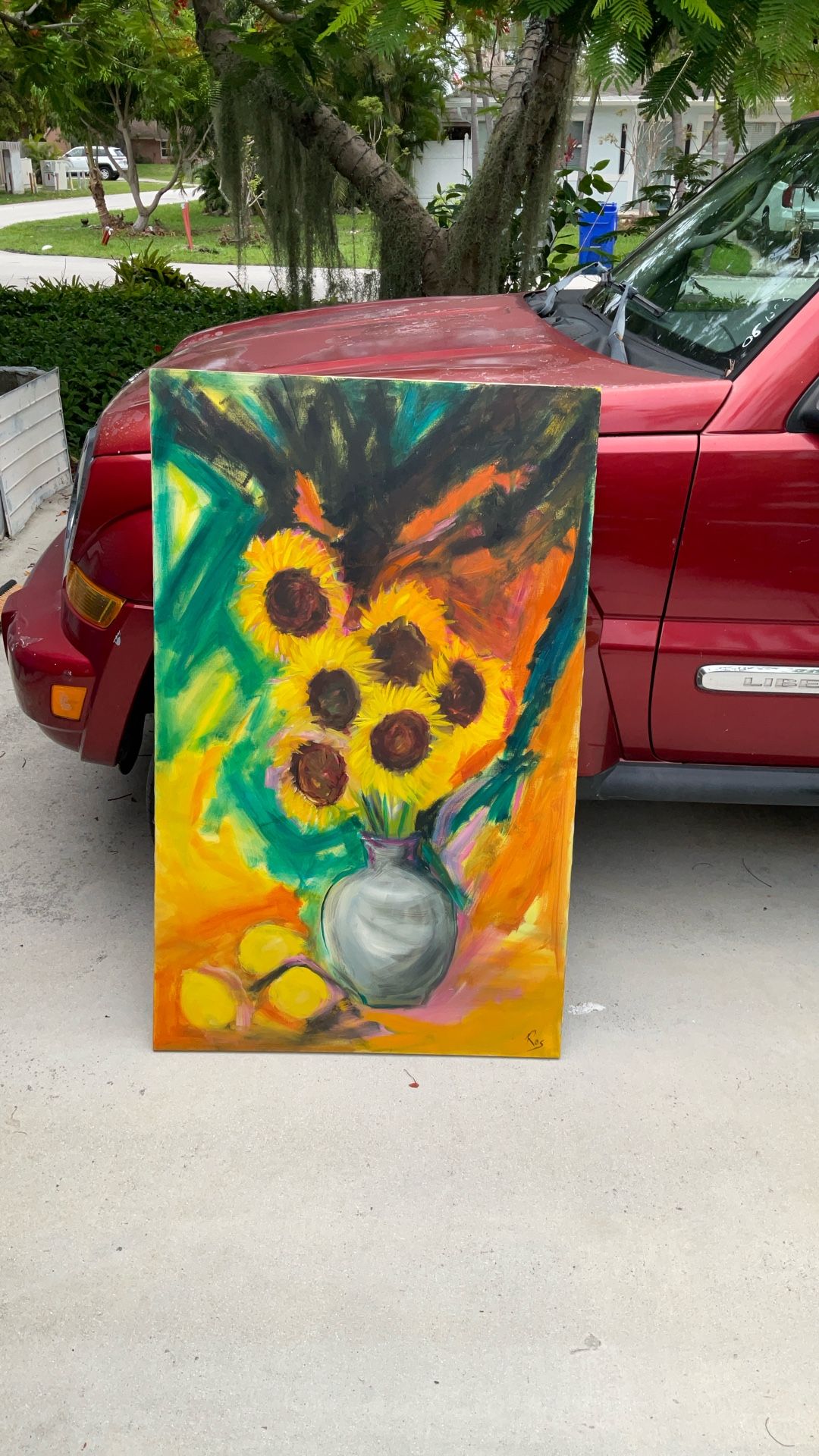 One Of A Kind Oil Painting “Sunflowers “ By Ros