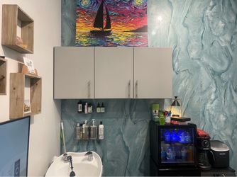 Wall-Mounted 3-Door Salon Cabinet — Excellent Condition, Spacious Interior