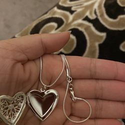 925 Sterling Silver Heart ❤️ Photo Frame Pendant Necklace 