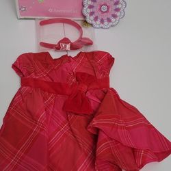 AMERICAN GIRL BITTY BABY OR TWINS TARTAN TAFFETA DRESS NEW IN A BOX-RETIRED