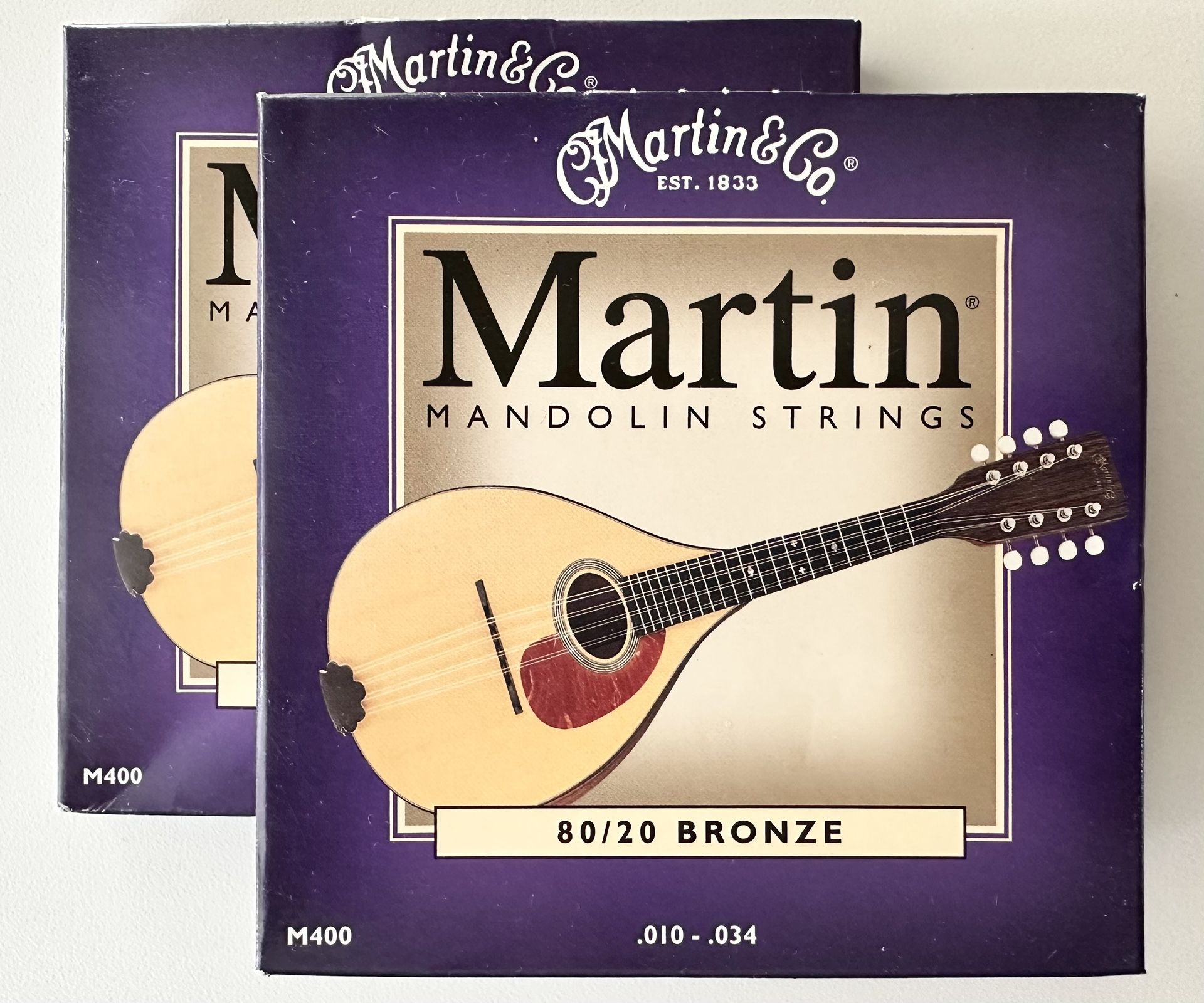 MARTIN MANDOLIN STRINGS- 80/20 BRONZE .010-.034. TWO COMPLETE SETS!