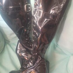 Black Leather Dancer Boots 