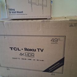 TCL 49" Roku TV + Wall Mount + Stud Finder