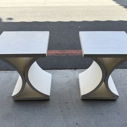 Two white side tables