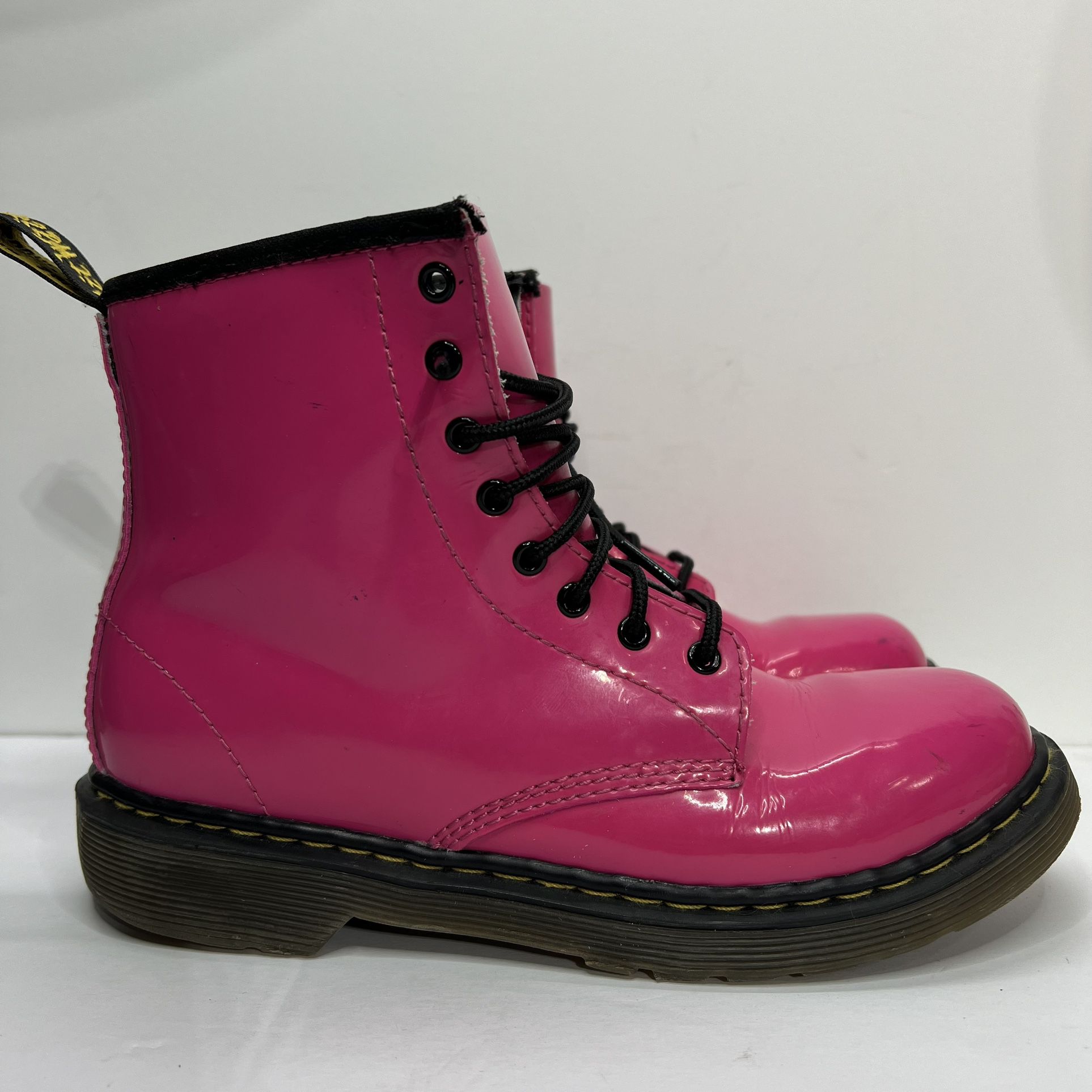 Dr Martens Delaney Youth 4 Women's 5 Hot Pink Patent Leather Combat Boots