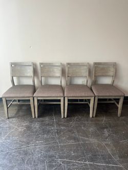 Crescent Furniture Co Set of Four Dining Chairs, Beachwood with Gray Cloth Seat