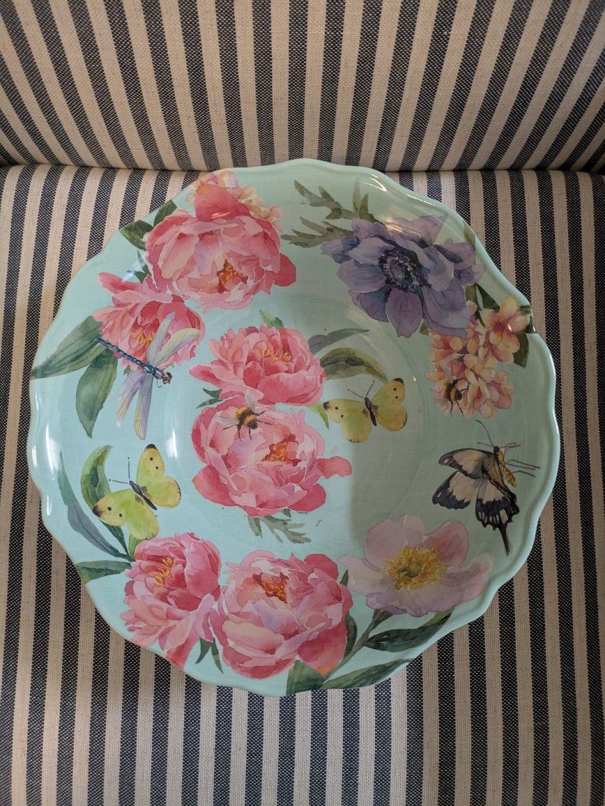 Round Floral Melamine Serving Bowl 11.5