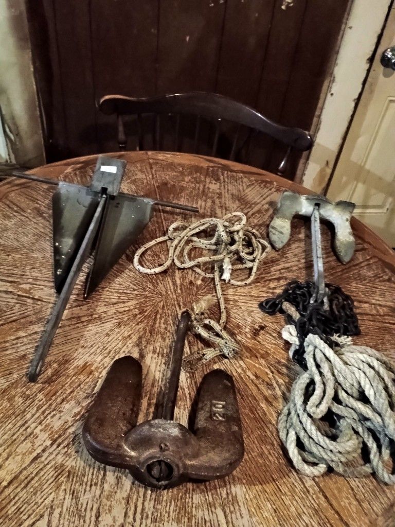 3 Different Boat Anchors, 2 With Tie Offs, 1 Without $30 Each
