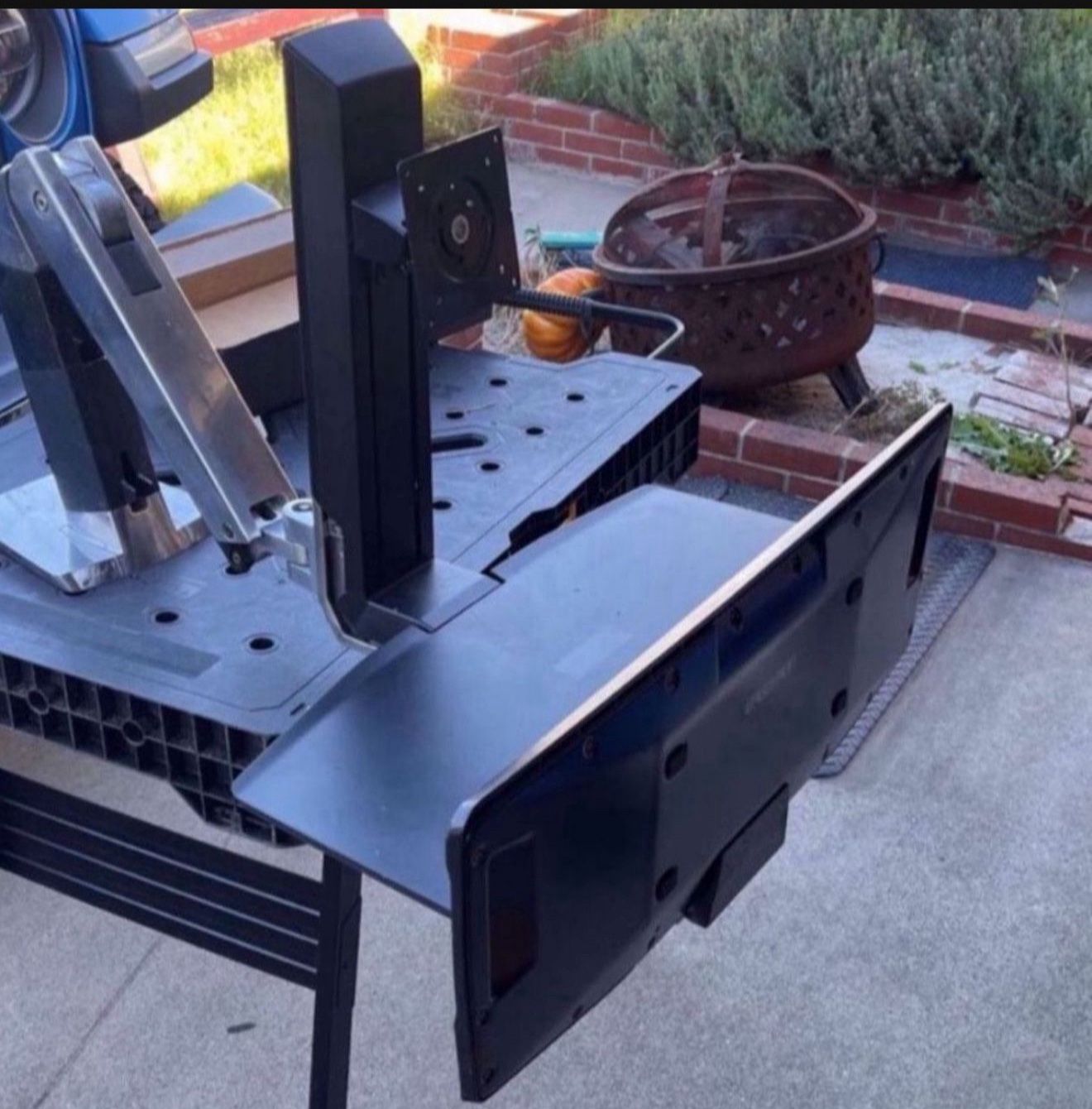 Economic monitor holder and keyboard rises up-and-down for use with standing up or sitting