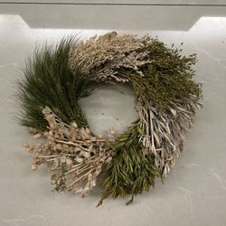 12" Natural Grass Wreath – Handmade with 6 Varieties of Dried Grass
