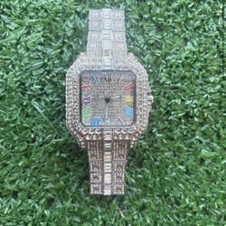 Iced Out Square Watch – Moissanite Stones – Diamond Tester Pass