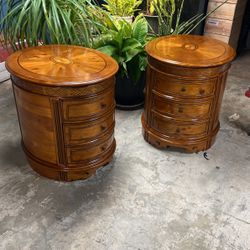 2 (3) Drawer Round American Standard Night Stands Or End Tables.  